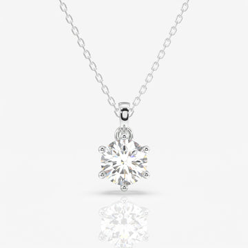 Round Cut Radiant Moissanite Diamond Six Prong 925 Sterling Silver Pendant