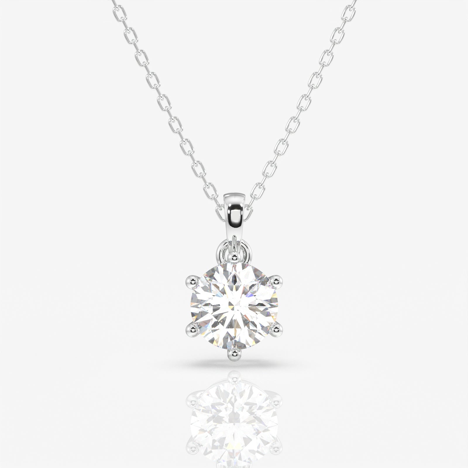 Round Cut Radiant Moissanite Diamond Six Prong 925 Sterling Silver Pendant