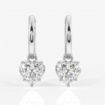 Heart Cut Elara Moissanite Diamond Dangler 925 Sterling Silver Earrings