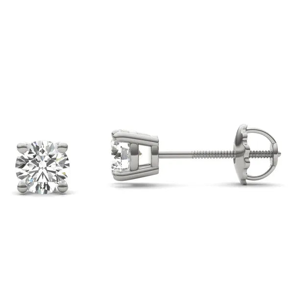 Round Radiant Four-Prong Stylish Basket Screw-Back Stud