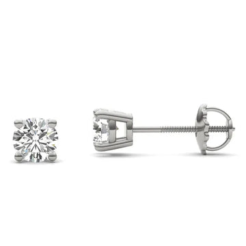 Round Radiant Four-Prong Stylish Basket Screw-Back Stud