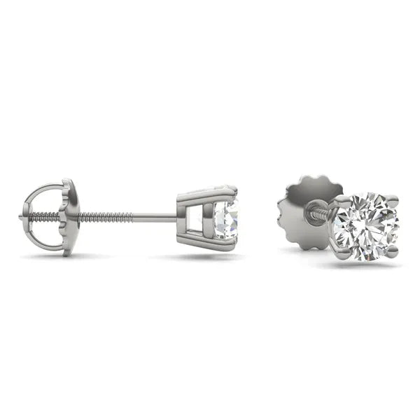 Round Radiant Four-Prong Stylish Basket Screw-Back Stud