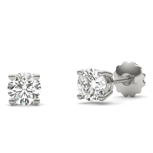 Round Radiant Four-Prong Stylish Basket Screw-Back Stud