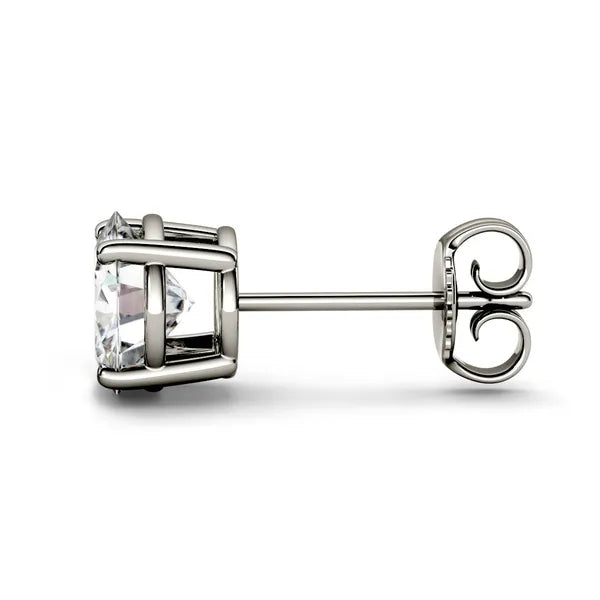 Round Radiant Four-Prong Stylish Basket Single Stud