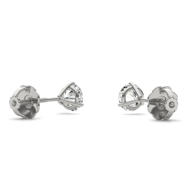 Round Brilliant Three-Prong Stylish Screw-Back Stud