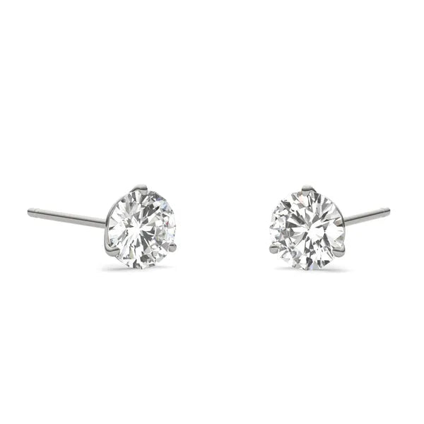 Round Radiant Three-Prong Stylish Stud