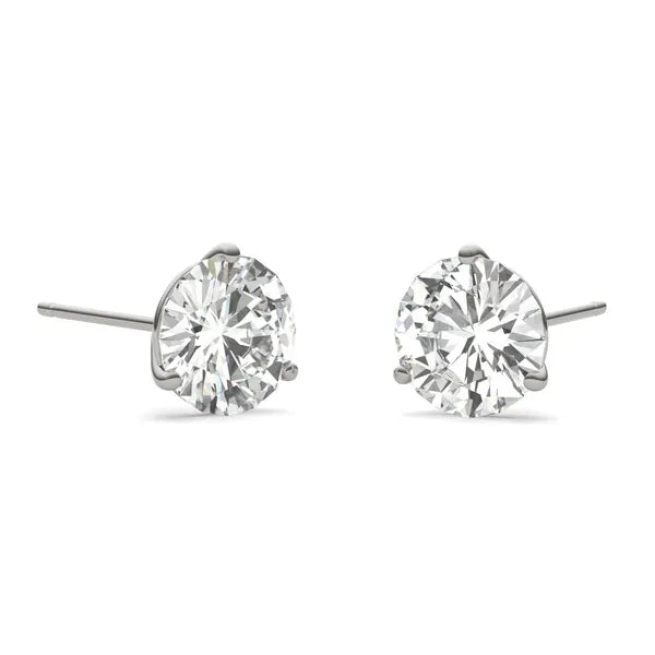 Round Radiant Three-Prong Stylish Stud