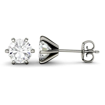 Round Radiant Six-Prong Stylish Stud