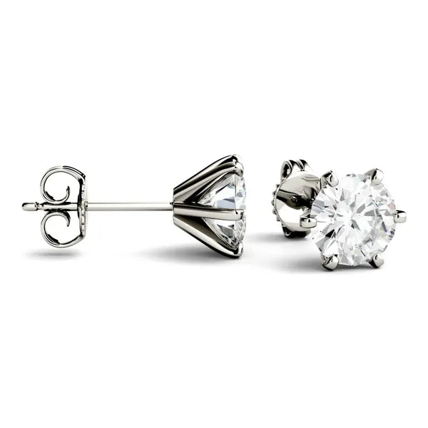 Round Radiant Six-Prong Stylish Stud