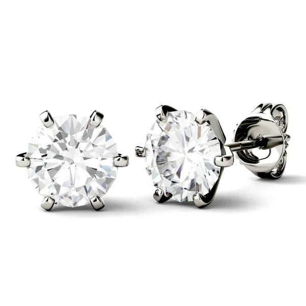 Round Radiant Six-Prong Stylish Stud