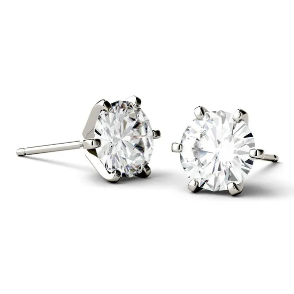 Round Radiant Six-Prong Stylish Stud