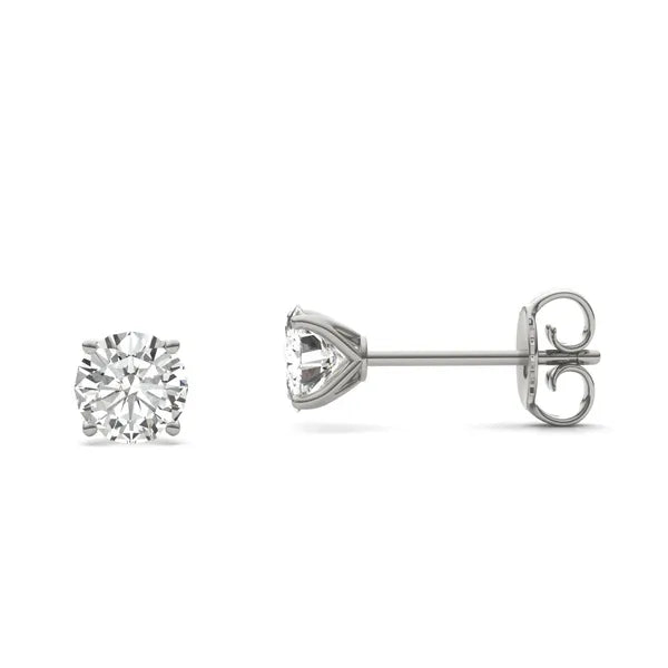 Round Radiant Four-Prong Petal Style Stud