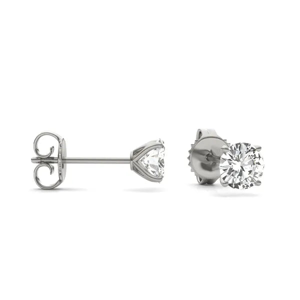 Round Radiant Four-Prong Petal Style Stud