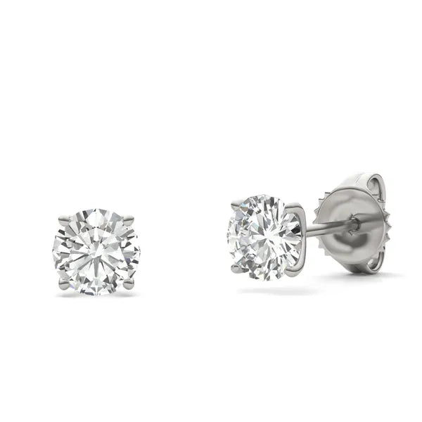 Round Radiant Four-Prong Petal Style Stud