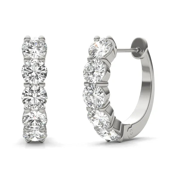 Starshine Five-Stone Mini Hoop Earrings - view 3