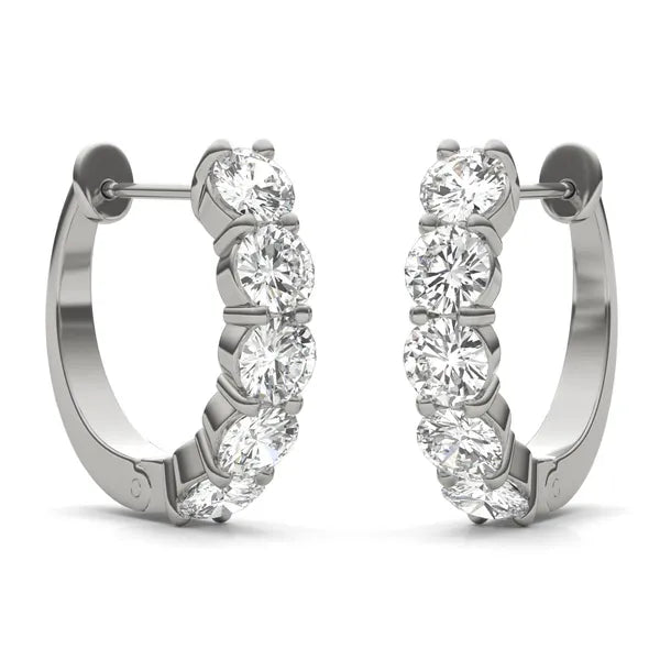 Starshine Five-Stone Mini Hoop Earrings - view 4