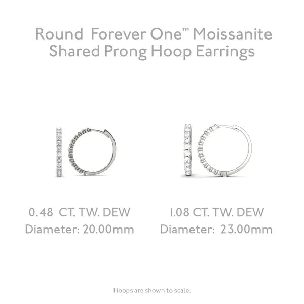 Classic Radiant Shared Prong Hoop Earrings