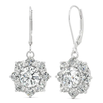 Brilliant Cluster Halo Drop Earrings