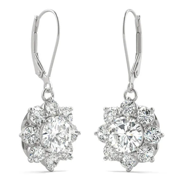 Brilliant Cluster Halo Drop Earrings