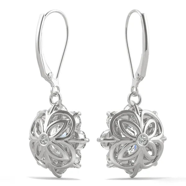 Brilliant Cluster Halo Drop Earrings