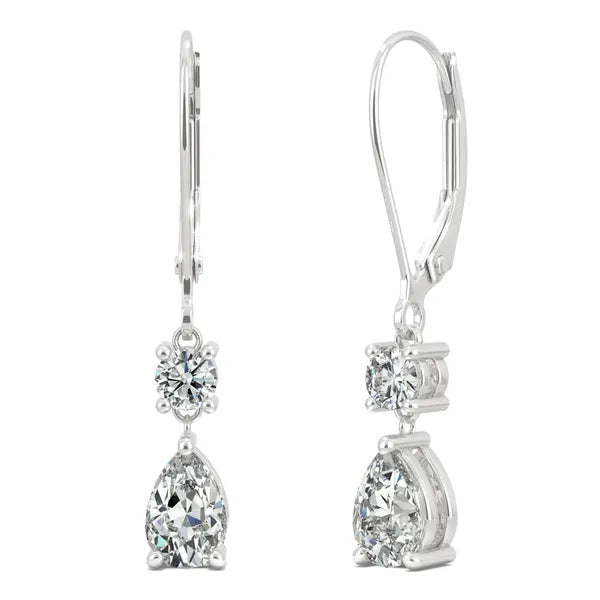 Two Stone Classic Leverback Drop Earrings