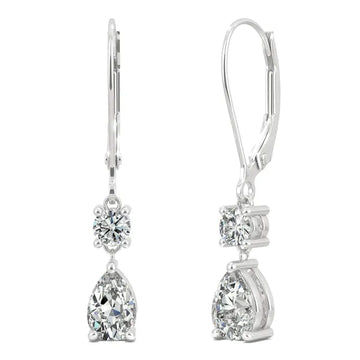 Two Stone Classic Leverback Drop Earrings