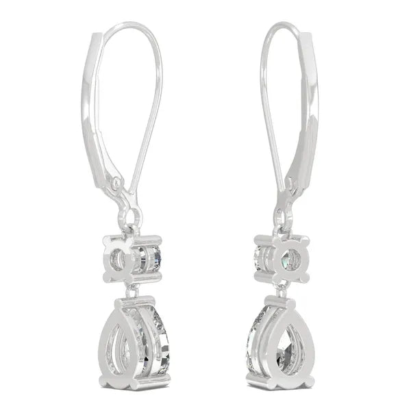 Two Stone Classic Leverback Drop Earrings