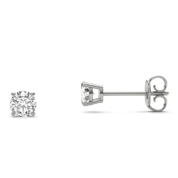 Round Radiant Four-Prong Classic Basket Stud
