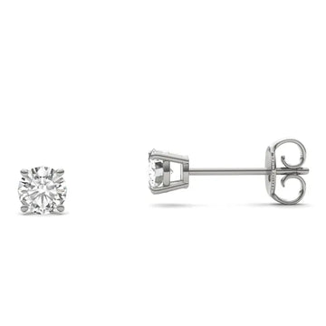Round Radiant Four-Prong Classic Basket Stud