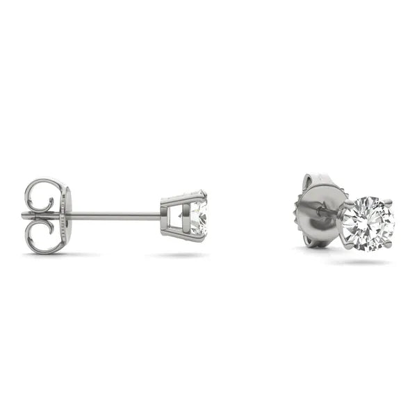 Round Radiant Four-Prong Classic Basket Stud