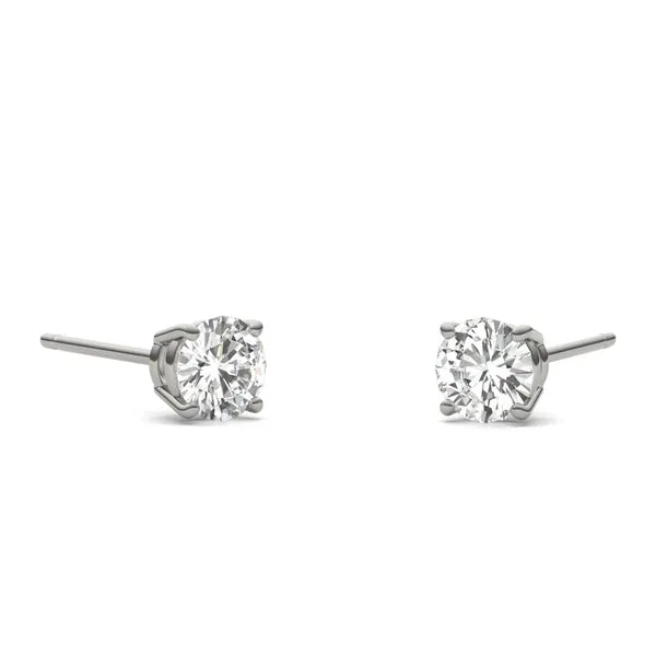 Round Radiant Four-Prong Classic Basket Stud