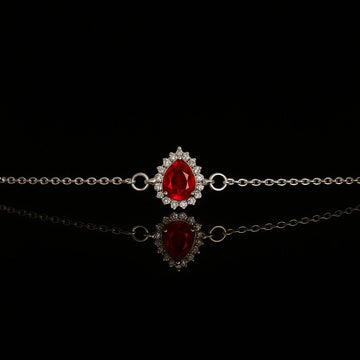 Crimson Bloom Rakhi Bracelet in 925 Silver