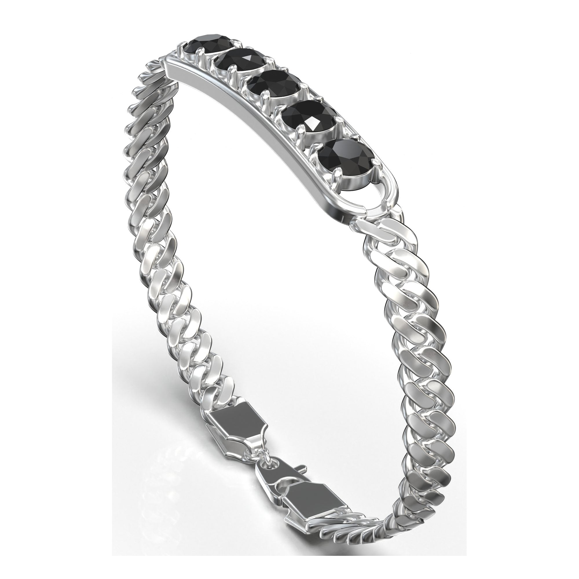 Onyx Black Moissanite ID Bracelet