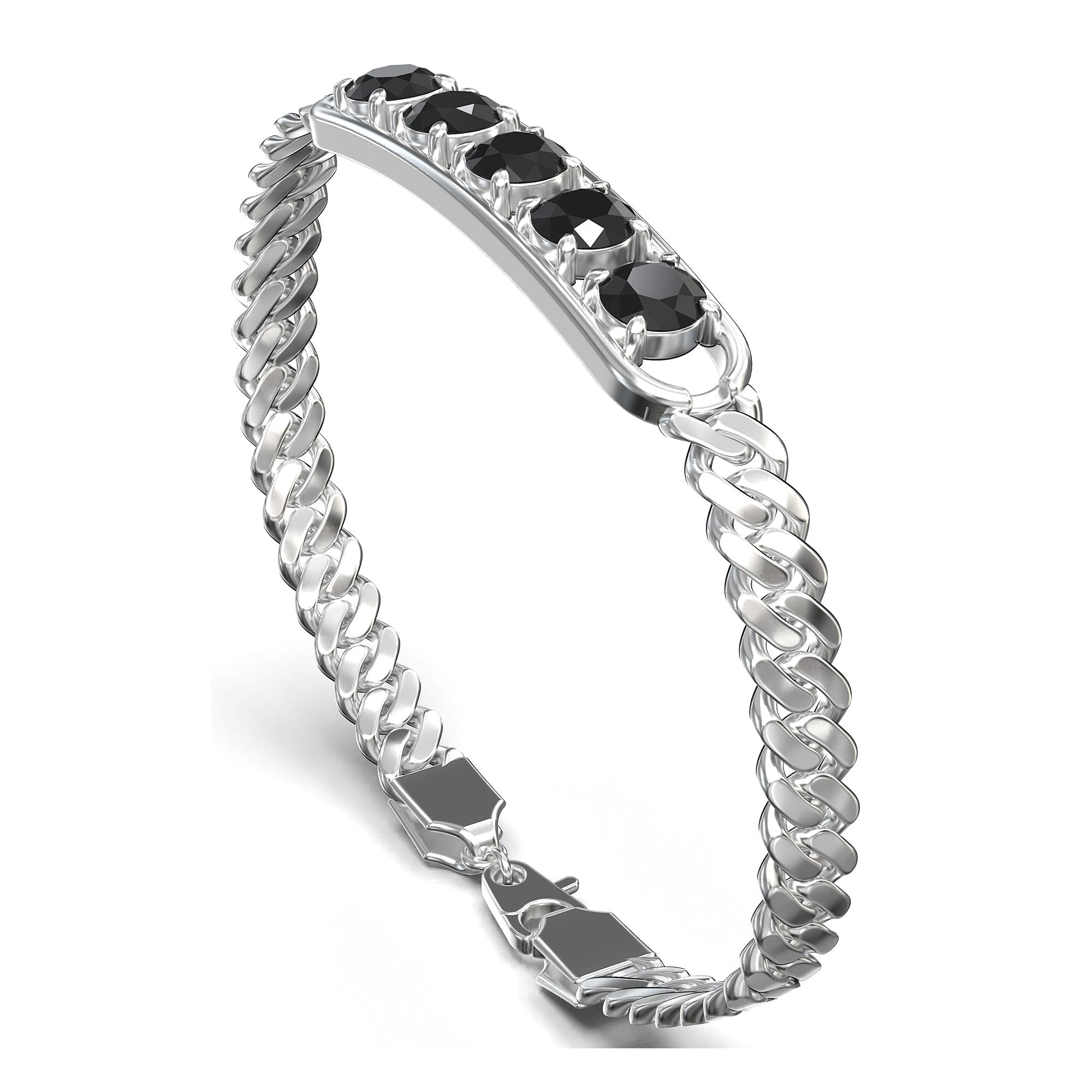 Onyx Black Moissanite ID Bracelet
