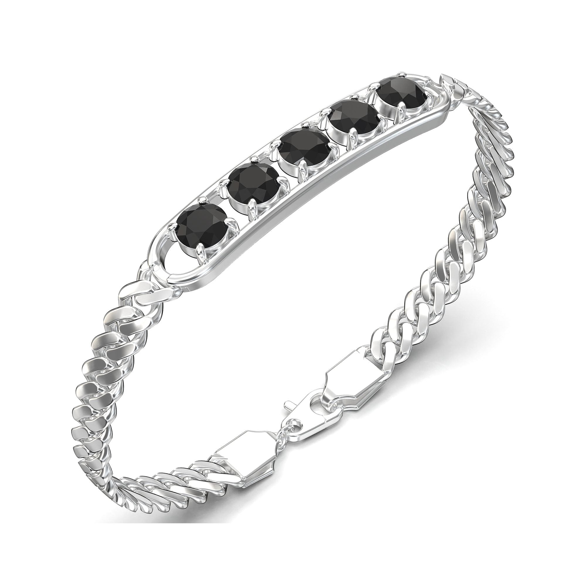 Onyx Black Moissanite ID Bracelet