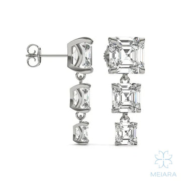 Aria Asscher Three-Stone Graduated Drop Earrings