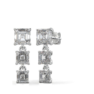 Aria Asscher Three-Stone Graduated Drop Earrings