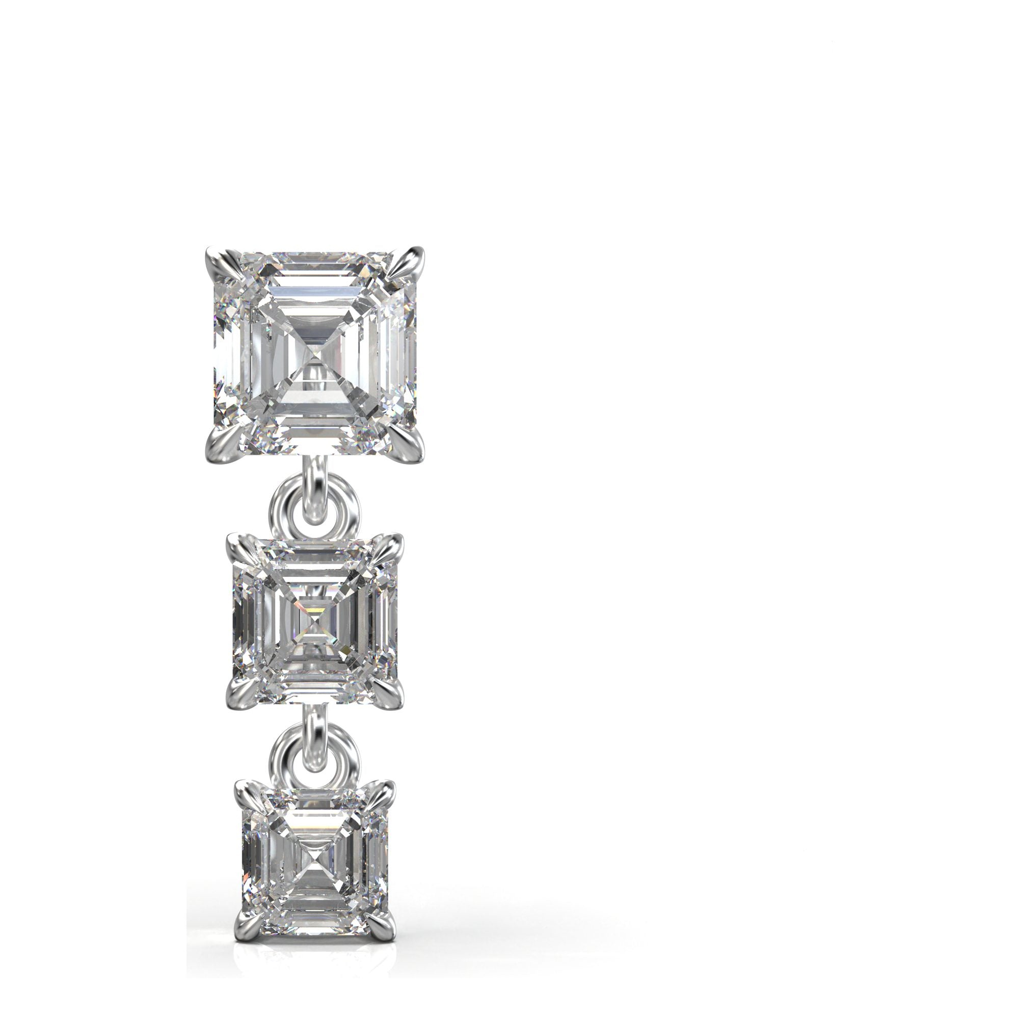 Aria Asscher Three-Stone Graduated Drop Earrings