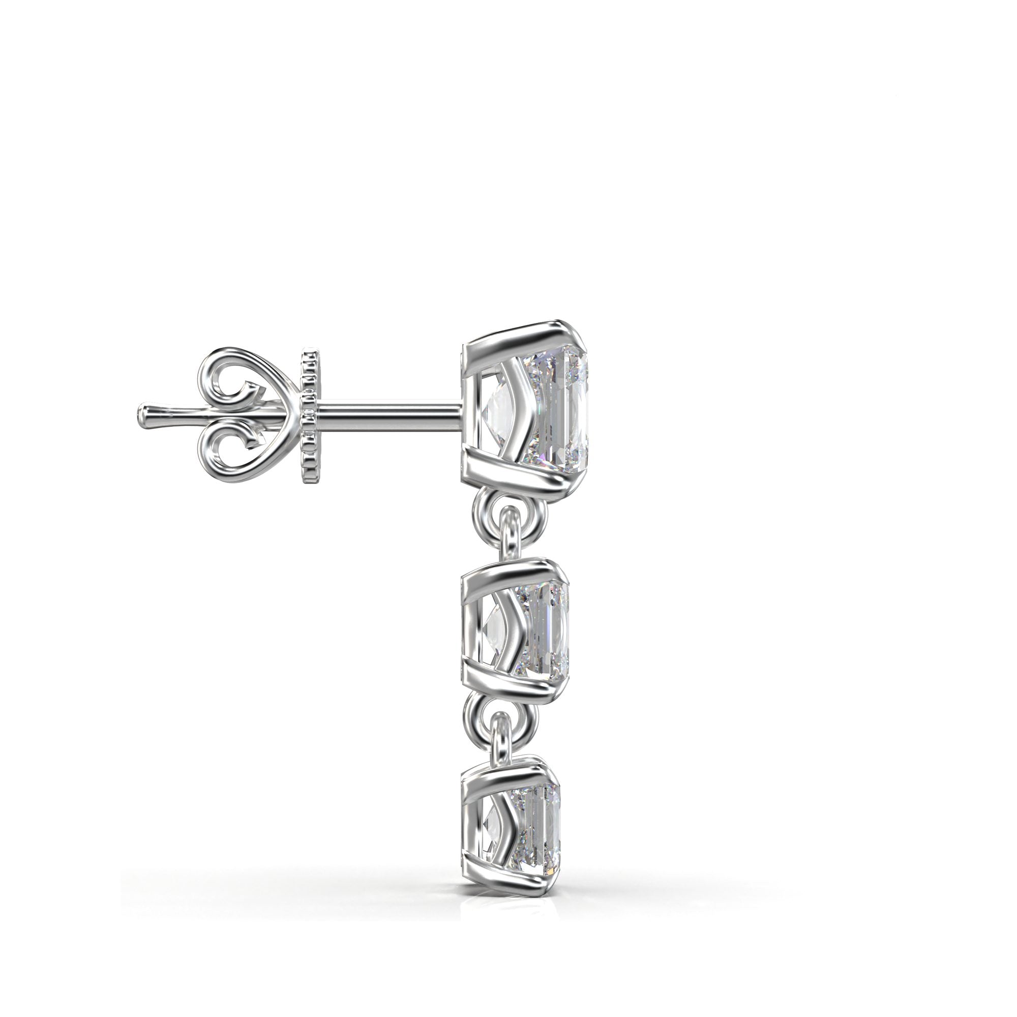 Aria Asscher Three-Stone Graduated Drop Earrings