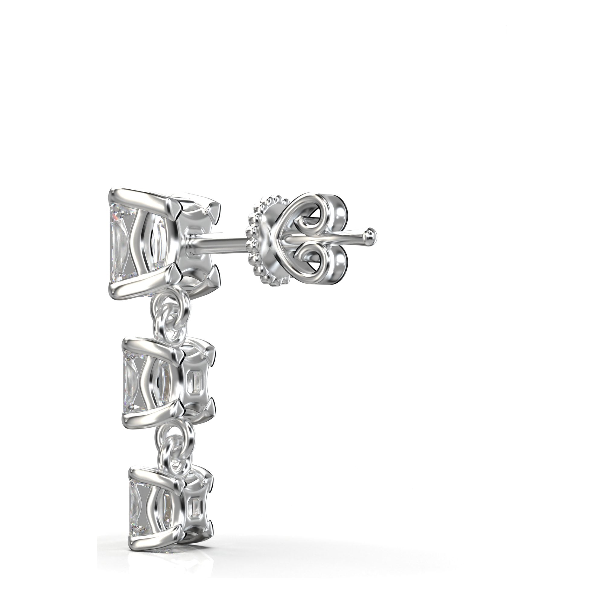 Aria Asscher Three-Stone Graduated Drop Earrings