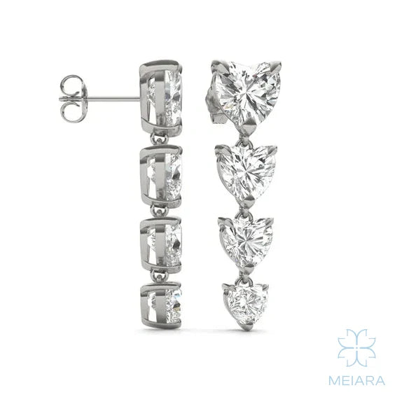 Aria Heart Captivating Four-Stone Graduated Drop Earrings