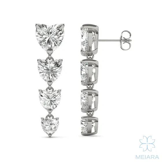 Aria Heart Captivating Four-Stone Graduated Drop Earrings