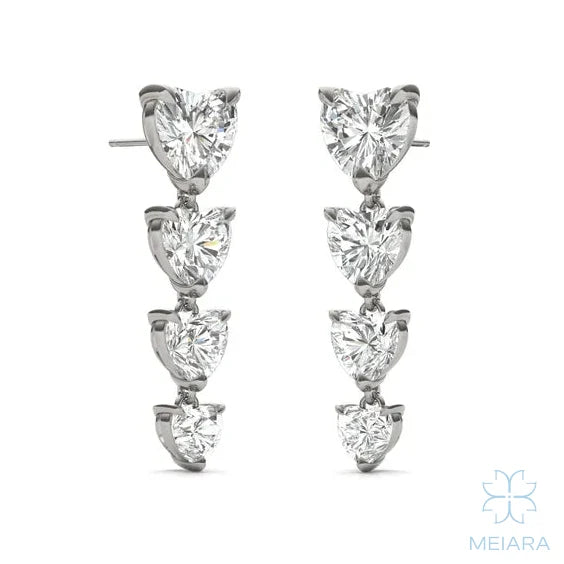 Aria Heart Captivating Four-Stone Graduated Drop Earrings