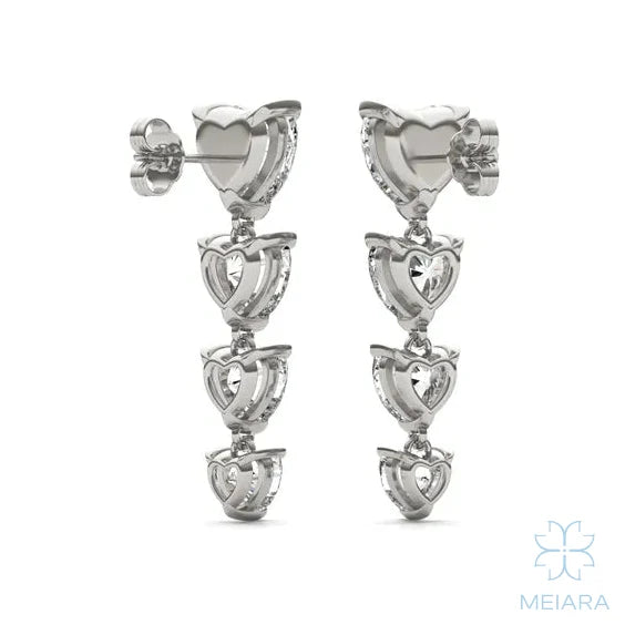 Aria Heart Captivating Four-Stone Graduated Drop Earrings
