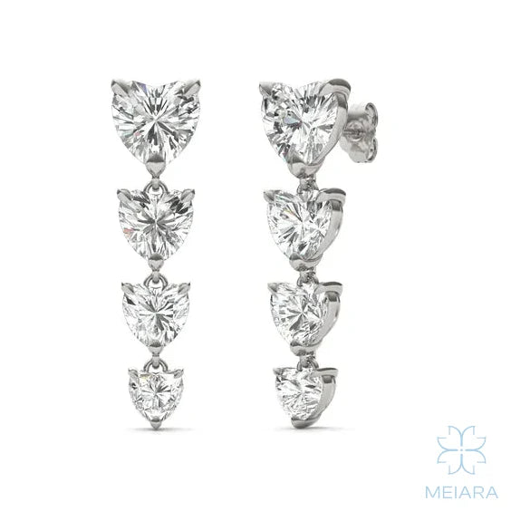 Aria Heart Captivating Four-Stone Graduated Drop Earrings
