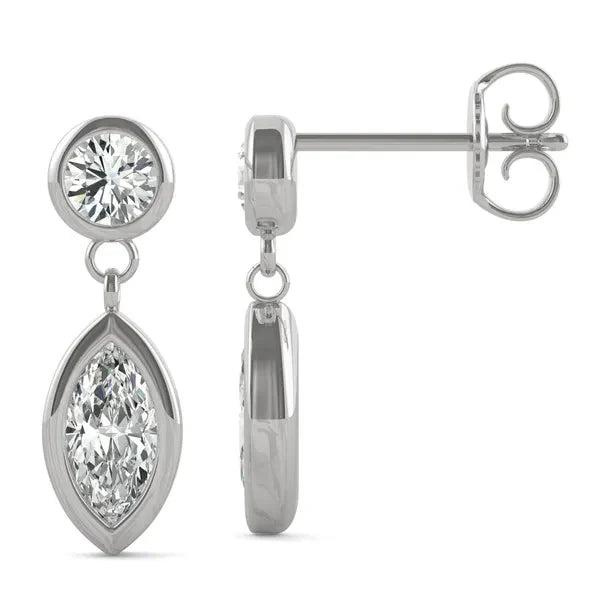 Aria Petite Bezel Drop Earrings — view 1