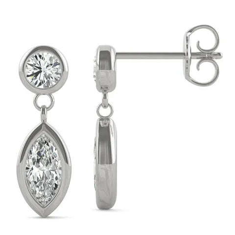 Aria Petite Bezel Drop Earrings