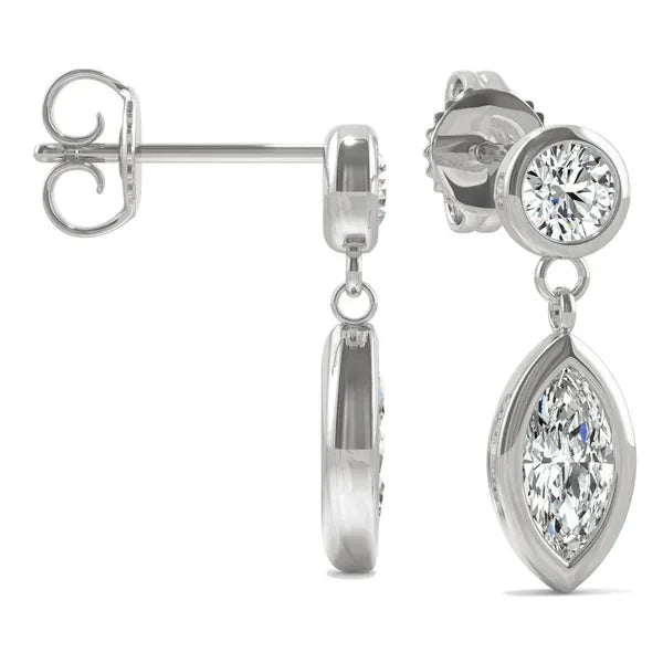Aria Petite Bezel Drop Earrings — view 2