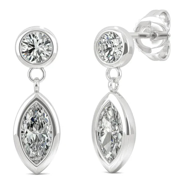 Aria Petite Bezel Drop Earrings — view 3