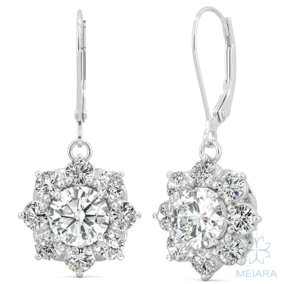 Lyra Brilliant Cluster Halo Drop Earrings